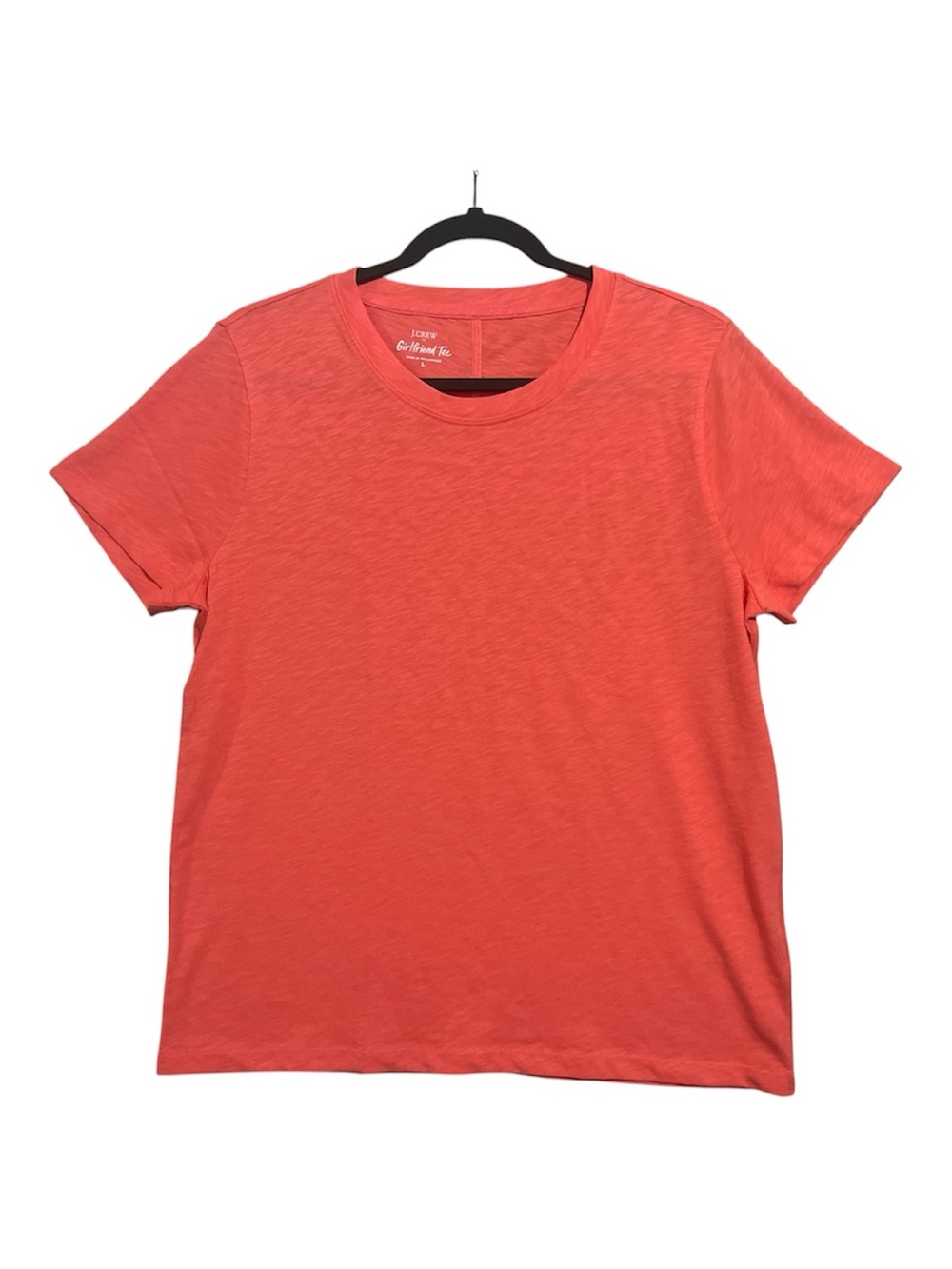 J.Crew Girlfriend Crewneck Tee Women’s Large Coral Peach Cotton AJ089